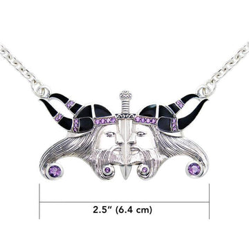 Viking Warrior Sterling Silver Necklace with Gemstone TNC136 - Jewelry